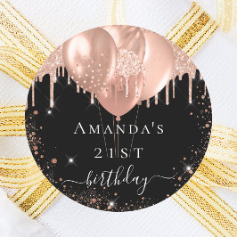 Adesivo Balões festa de aniversário preto-rosa-ouro-relâmp