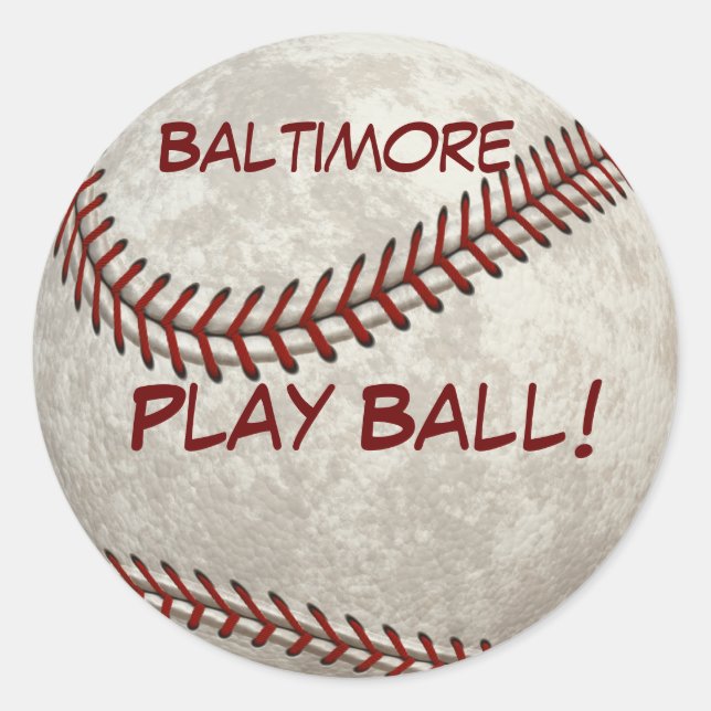 Adesivo Baltimore Baseball Play Ball! Passado Americano (Frente)
