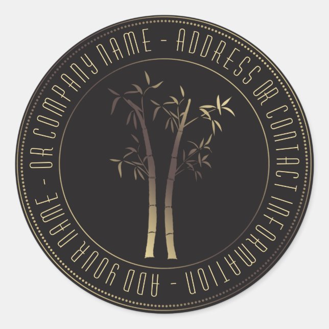 Adesivo Bambu em quadro circular Dourado (Frente)