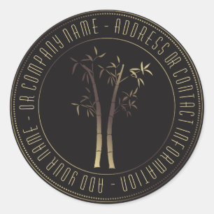 Adesivo Bambu em quadro circular Dourado