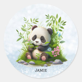 Adesivo Bambu-Floral Rosa-Cor-de-Panda Bonita Personalizad