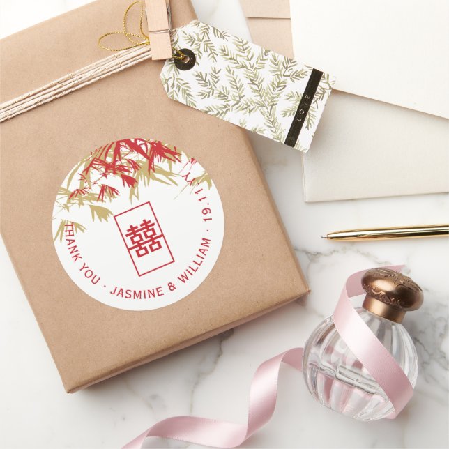 Adesivo Bambu Vermelho e Dourado deixa casamento asiático  (Presentear)