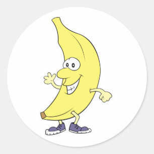 Adesivo banana de desenho animado feliz e bobo