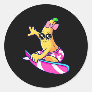 Adesivo Banana de Surf Cômico Fofo Fruta de Verão Desenho