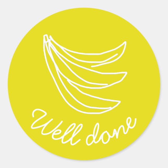 Adesivo Banana feliz, amarela, muito bem ensinada (Frente)