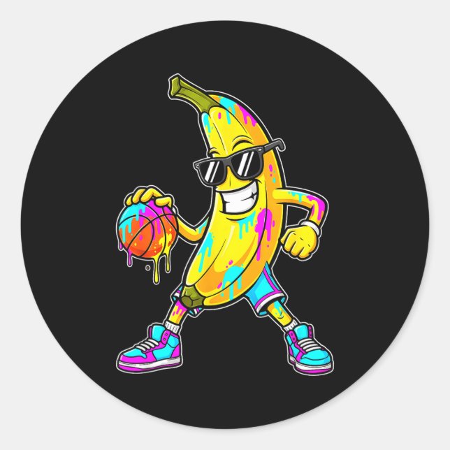 Adesivo Banana Funny Basketball Drip Kids Youth Boys Girls (Frente)