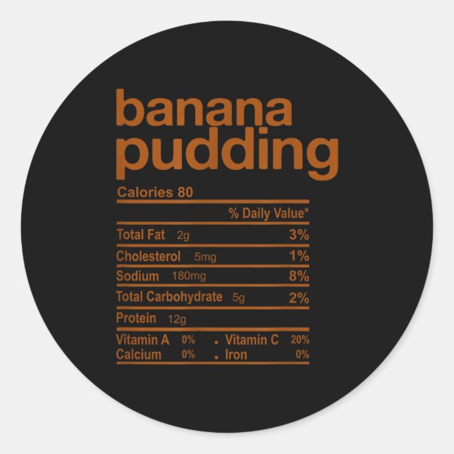 Adesivo Banana Pudding Nutrition Facts Funny Thanksgiving  (Frente)