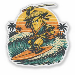 Adesivo Banana Ronin Surfista — Guerreiro do Verão Vintage