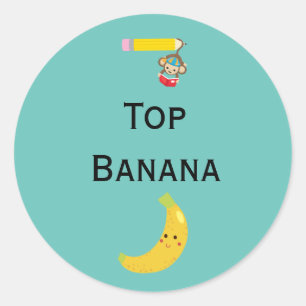 Adesivo Banana Superior com Fita de Prêmio Macaco Prenden