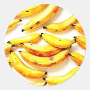 Adesivo Bananas de Aquarela em Matizes Moles com Branco