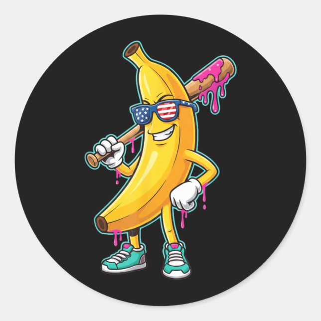 Adesivo Bananas Engraçadas Gotejantes Forte Bandeira Ameri (Frente)