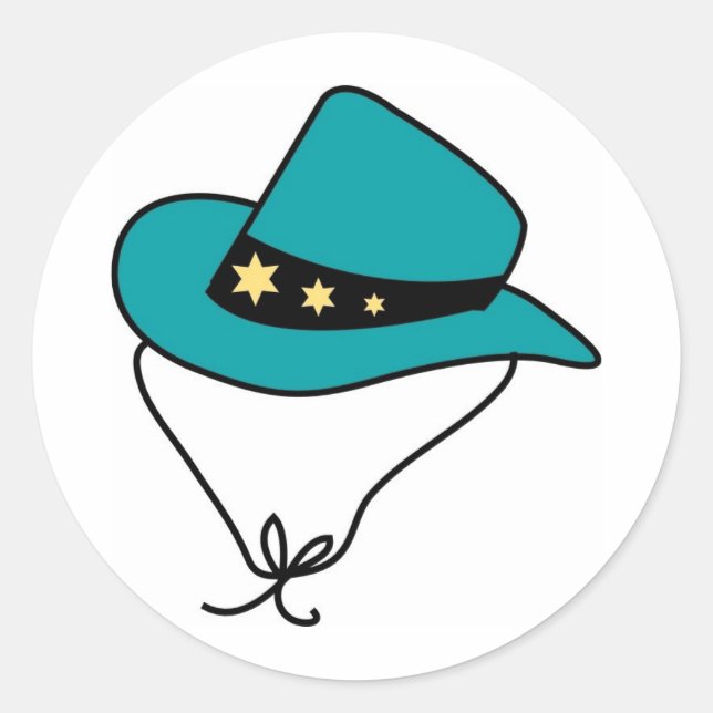 Adesivo Banda de estrelas no chapéu azul de cowboy (Frente)