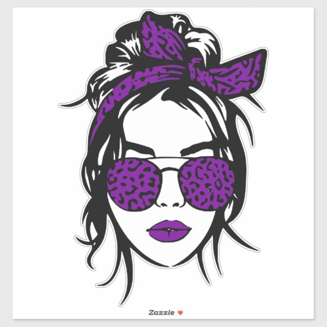 Adesivo Banda e óculos de impressão de leopardo roxo (Folha)