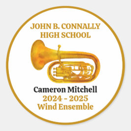 Adesivo Banda Segundo grau Tuba Dourada Personalizada