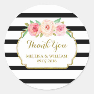 Adesivo Bandas de Favor do Casamento Floral Rosa Dourado S