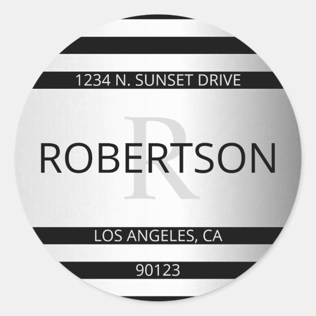 Adesivo Bandas de Ombre Silver Faux Contemporâneas & Preta (Frente)