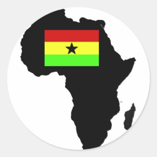 Adesivo Bandeira afligida de Ghanian e silhueta africana