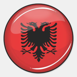 Adesivo Bandeira albanesa redonda lustrosa