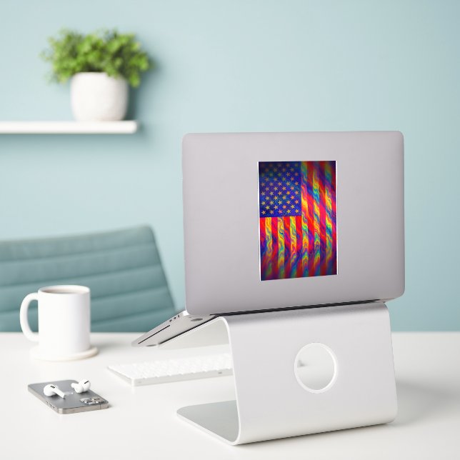 Adesivo Bandeira Americana  (Laptop na mesa)