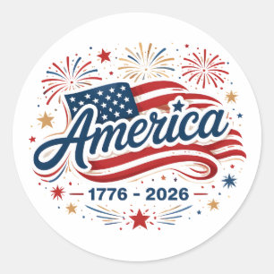Adesivo Bandeira Americana 1776 2026 Fogos de Artifício Es