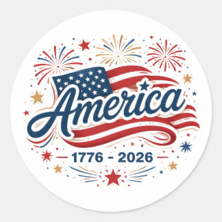 Adesivo Bandeira Americana 1776 2026 Fogos de Artifício Es