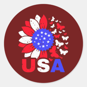 Adesivo Bandeira Americana 4 De Julho Orgulhosa Menina Flo