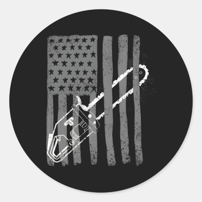 Adesivo Bandeira Americana Chainsaw Woodworker Logger (Frente)