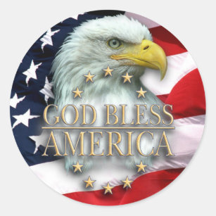 Adesivo Bandeira americana com Eagle, deus abençoe