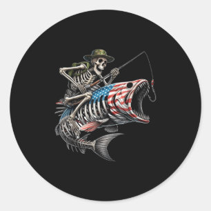 Adesivo Bandeira Americana de Pesca B Esqueleto Crânio de