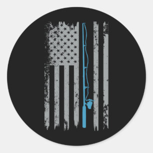 Adesivo Bandeira Americana de Pesca Pescador Vintage