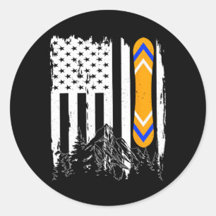 Adesivo Bandeira Americana de Snowboard Winter Sports Moun