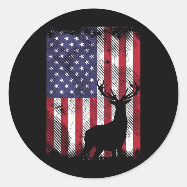 Adesivo Bandeira Americana Deer Elk Caçando Fome Patriótic (Frente)