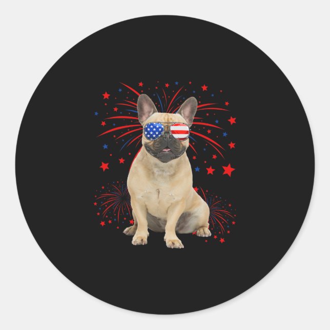 Adesivo Bandeira Americana do Buldogue Francês 4 De Julho (Frente)