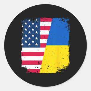 Adesivo Bandeira Americana Dos EUA Ucrânia Amizade País Vi