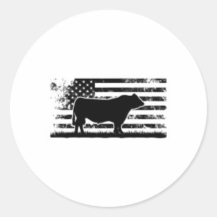 Adesivo Bandeira Americana dos EUA - Vaca América Angus Pr