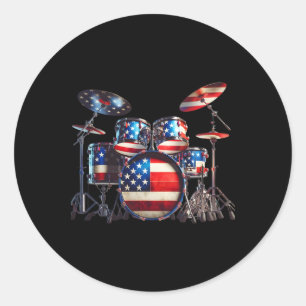 Adesivo Bandeira Americana Drumset 4 De Julho Patriota Dos