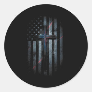 Adesivo Bandeira Americana E Cruz Fé Família Dom EUA F