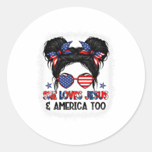Adesivo Bandeira Americana Ela Ama Jesus E América Também 