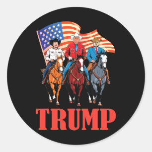 Adesivo Bandeira Americana Equipe Trump Cowboy Montando Ca