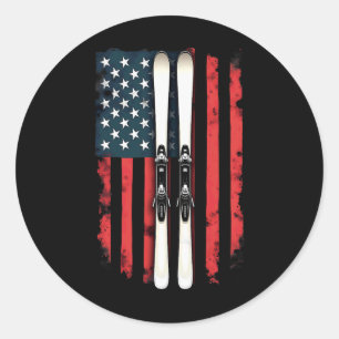 Adesivo Bandeira Americana Esqui Alpino Esquiador _2