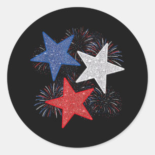 Adesivo Bandeira Americana Estrelas Fogos de Artifício 4 d