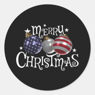 Adesivo Bandeira Americana Feliz Natal Enfeites de Árvore