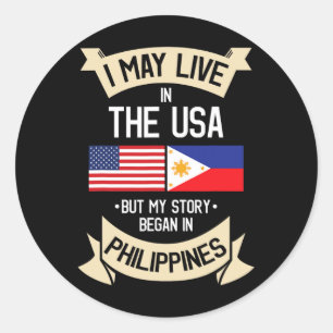 Adesivo Bandeira Americana Filipina Presentes Raízes Filip