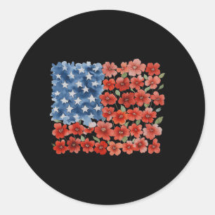 Adesivo Bandeira Americana Flor Retro Usa Patriótica 4 De