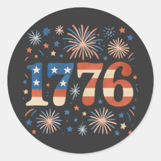 Adesivo Bandeira Americana Fogo de Artifício Vintage 1776