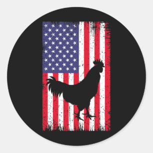 Adesivo Bandeira Americana Frango Galo Animal de Fazenda R