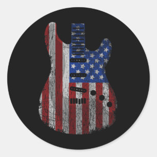 Adesivo Bandeira Americana Guitarra Funny Usa Guitarista 4