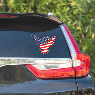 Adesivo Bandeira Americana Mão Shaka EUA Patriótico Quatro