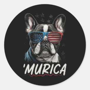 Adesivo Bandeira Americana Patriótica Frenchie 4 De Julho