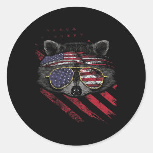 Adesivo Bandeira Americana Raccoon Patriótica 4 de julho